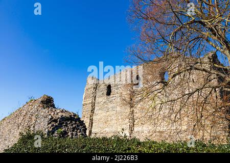 Le rovine del castello di Canterbury, Kent, Inghilterra Foto Stock