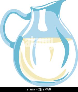 Vasetto di vetro del latte, caraffa con vettore di latticini Illustrazione Vettoriale