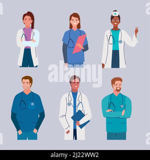 sei medici Illustrazione Vettoriale