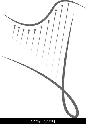 Modello di illustrazione dell'icona dello strumento musicale dell'arpa Illustrazione Vettoriale
