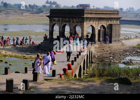 25 febbraio 2022, Tempio di Vishnupad, questo tempio risiede sulla riva del fiume Chandrabhaga, la forma del santuario è come una grande sala con larg Foto Stock