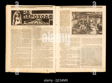 Krasnaya Niva (russo: Красная нива) - rivista sovietica letteraria e artistica finemente illustrata, supplemento al quotidiano 'Izvestia', 25, 22 giugno 1924. Foto Stock