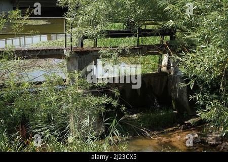 Wehr - Fränkische Rezat / Weir - Franconian Rezat / Foto Stock