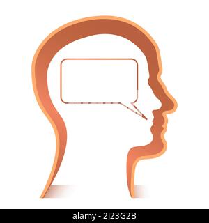 Silhouette uomo con illustrazione vettoriale dei messaggi isolata su sfondo bianco Illustrazione Vettoriale