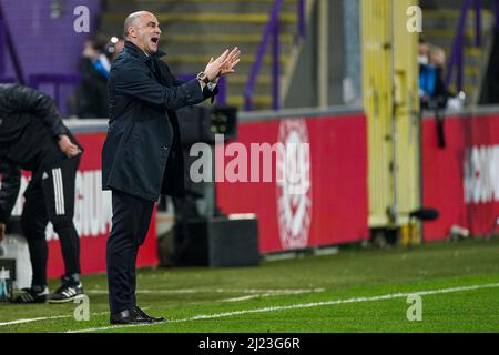 BRUSSEL, BELGIO - 29 MARZO: Allenatore capo Roberto Martinez del Belgio durante la partita internazionale amichevole tra Belgio e Burkina Faso al Lotto Park il 29 marzo 2022 a Brussel, Belgio (Foto di Jeroen Meuwsen/Orange Pictures) Foto Stock