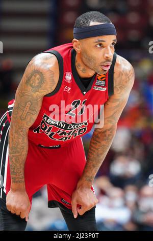 Milano, Italia. 29th Mar 2022. Malcolm Delaney (AX Armani Exchange Olimpia Milano) durante AX Armani Exchange Milano vs Bayern Monaco, Campionato Eurolega di Basket a Milano, Italia, Marzo 29 2022 Credit: Independent Photo Agency/Alamy Live News Foto Stock