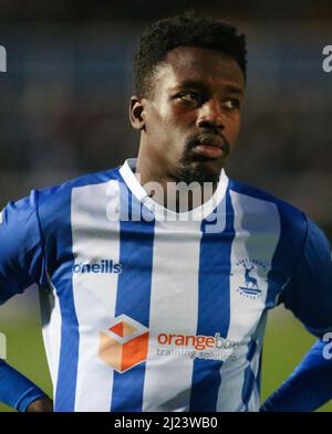 HARTLEPOOL, REGNO UNITO. MAR 29th Hartlepool United's Timi Odusina durante la partita della Sky Bet League 2 tra Hartlepool United e Mansfield Town a Victoria Park, Hartlepool martedì 29th marzo 2022. (Credit: Michael driver | MI News) Credit: MI News & Sport /Alamy Live News Foto Stock