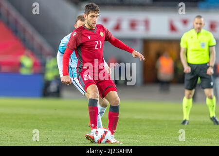 Oslo, Norvegia 29 marzo 2022, Styopa Mkrtchyan di Armenia in azione durante la partita internazionale amichevole tra Norvegia e Armenia allo stadio Ullevaal di Oslo, Norvegia. Credit: Nigel Waldron/Alamy Live News Foto Stock