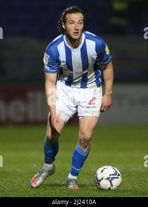 HARTLEPOOL, REGNO UNITO. MAR 29th Hartlepool United's Jamie Sterry durante la partita della Sky Bet League 2 tra Hartlepool United e Mansfield Town a Victoria Park, Hartlepool martedì 29th marzo 2022. (Credit: Michael driver | MI News) Credit: MI News & Sport /Alamy Live News Foto Stock