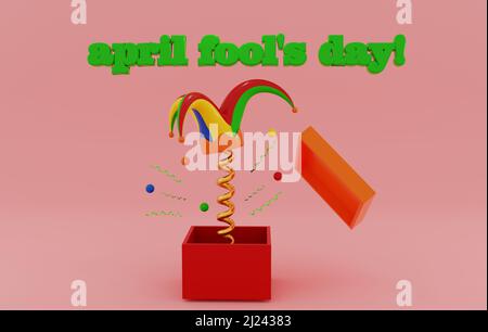 3d rendering. Giorno dello sciocco di aprile. 3d illustrazione orizzontale Foto Stock