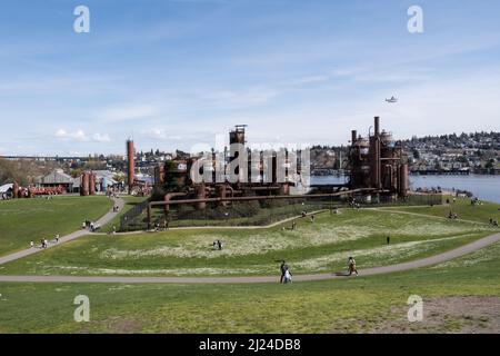 Seattle, Stati Uniti. 27th Mar 2022. Parco gas Works sul lago Union. Foto Stock