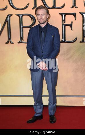 Londra, Regno Unito. 29th Mar 2022. Tom Felton alle bestie fantastiche, i segreti di Dumbledore Premiere, il 29th marzo 2022 a Londra, Regno Unito. Photo by Stuart Hardy/ABACAPRESS.COM Credit: Abaca Press/Alamy Live News Foto Stock