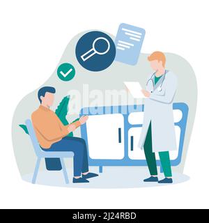 Patient Visit Doctor for Medical Health Consultation Flat Illustrazione Illustrazione Vettoriale