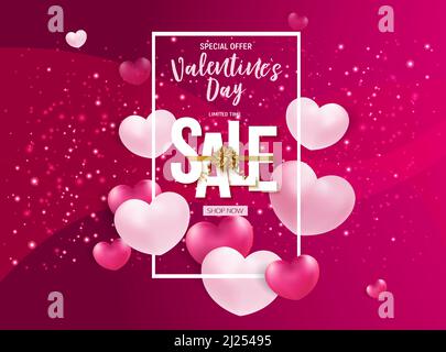 Modello promozionale Offerta Speciale di San Valentino a tempo limitato Illustrazione Vettoriale