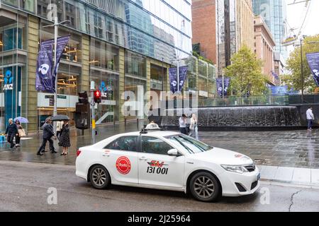 Taxi australiano nel centro di Sydney, NSW, Australia Foto Stock