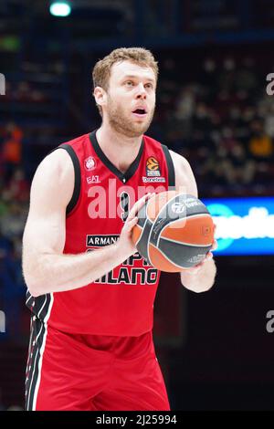 Milano, Italia. 29th Mar 2022. Nicolo Melli (AX Armani Exchange Olimpia Milano) durante AX Armani Exchange Milano vs Bayern Monaco, Campionato Eurolega di Basket a Milano, Italia, Marzo 29 2022 Credit: Independent Photo Agency/Alamy Live News Foto Stock