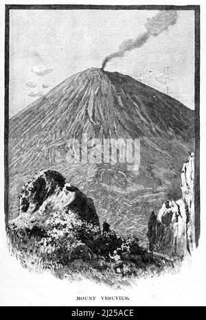 Incisione del Vesuvio che lascia fumare alla fine del 1800s Foto Stock