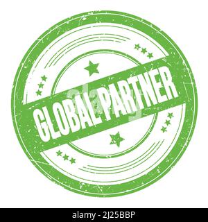 Testo DEL PARTNER GLOBALE su timbro texture verde rotondo grungy. Foto Stock