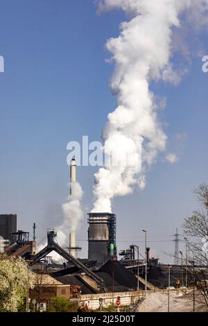 Nube di vapore dalla cokeria presso le acciaierie Huttenwerke Krupp Mannesmann – HKM Foto Stock