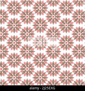 Astratto Leaf Flower pattern sfondo in blu giallo Rosso marrone colore Illustrazione Vettoriale