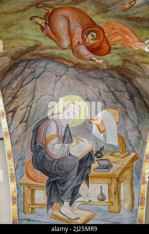 Affresco nella cattedrale ortodossa di risurrezione di Cristo, Tirana, Albania Foto Stock