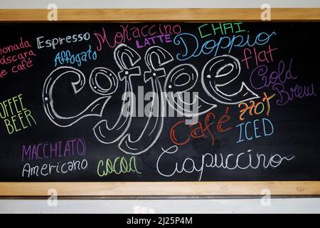Cartello per la caffetteria a Cuenca, Ecuador Foto Stock