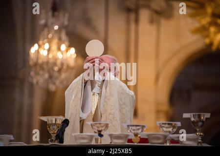 Installazione del vescovo cattolico romano Mons. Luc Crepy nella cattedrale di San Luigi, Versailles, Francia 04/11/2021Celebrazione eucaristica Foto Stock