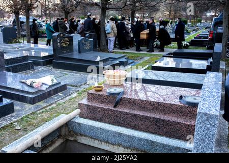 Funerali a Nanterre, Francia Foto Stock