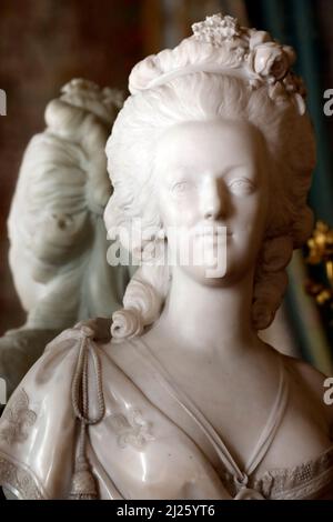 Palazzo di Versailles. Quenne Maria Antonietta. Statua di Felix Lecomte 1783. Foto Stock