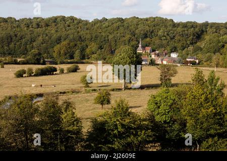 Champignolles villaggio nella valle Risle, Normandia, Francia Foto Stock