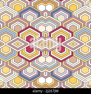 Geometrico Rhombus Hexagon colorato pattern sfondo Illustrazione Vettoriale
