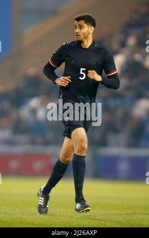 COLCHESTER, Regno Unito, MARZO 29: Jamie Lawrence di Germania Under20 durante Under 20 Internazionale tra Inghilterra Under 20 e Germania Under 20 AT Foto Stock