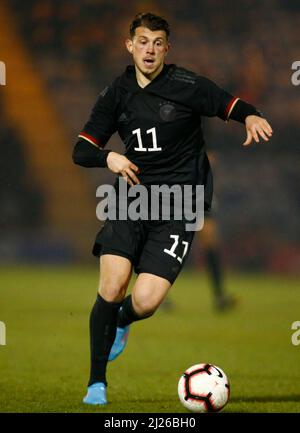 COLCHESTER, Regno Unito, MARZO 29: Lazar Samardzic di Germania Under20 durante Under 20 Internazionale tra Inghilterra Under 20 e Germania Under 20 Foto Stock