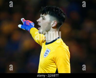 COLCHESTER, Regno Unito, MARZO 29: James Trafford of England U20 durante Under 20 Internazionale tra Inghilterra Under 20 e Germania Under 20 al Foto Stock