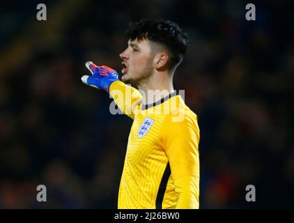 COLCHESTER, Regno Unito, MARZO 29: James Trafford of England U20 durante Under 20 Internazionale tra Inghilterra Under 20 e Germania Under 20 al Foto Stock