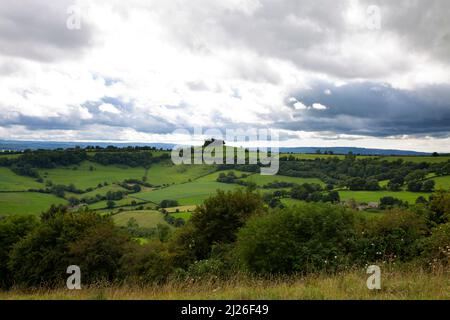 Una vista di Kelston Roundhill guardando a sud da Lansdown, Bath, Somerset Foto Stock