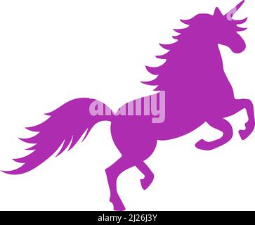 L'Unicorn si è ridato. Mitologia cavallo creatura silhouette Illustrazione Vettoriale