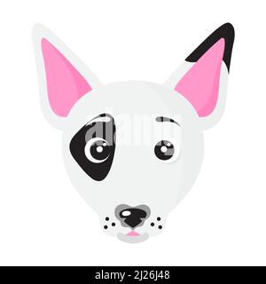 Vettore cartoon cane faccia di razza Bull terrier. Cucciolo, elementi di design per animali domestici. Illustrazione Vettoriale