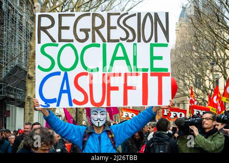 Parigi, Francia, sindacati francesi, CGT, Force Ouvriere, Dimostrazione per una migliore retribuzione, 2013 Foto Stock