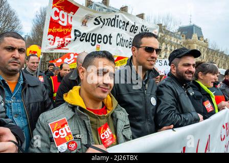 Parigi, Francia, sindacati francesi del lavoro, CGT, Force Ouvriere, dimostrazione per una migliore retribuzione, 2013 Foto Stock