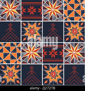 Motivo senza cuciture in stile ucraino. Modello etnico ucraino in stile patchwork. Illustrazione vettoriale. Illustrazione Vettoriale