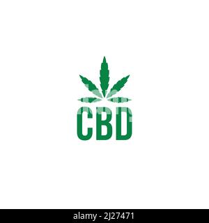Lettera CBD e logo Cannabis Leaf o disegno icona Illustrazione Vettoriale