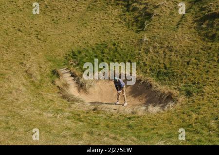 Lahinch campo da golf in Ireland.Lahinch golf lynx nella contea di Clare in Irlanda lungo l'Oceano Atlantico. Foto Stock