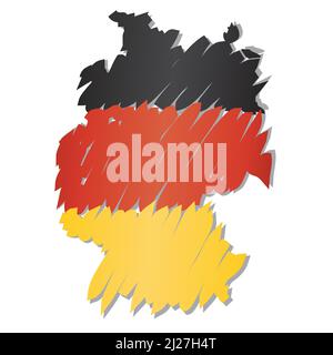 Mappa di bandiera Germania, illustrazione vettoriale. Illustrazione Vettoriale