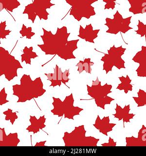 L'acero rosso lascia un pattern vettoriale senza giunture. Ideale per etichette, stampe, imballaggi, tessuti. Illustrazione Vettoriale