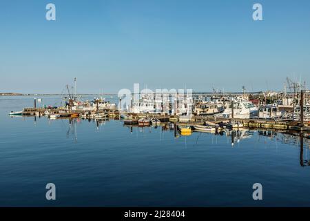 Provincetown, USA - 24 settembre 2017: porto con barche da pesca e yacht privati a Provincetown, Cape Cod, USA nel sole del pomeriggio. Foto Stock