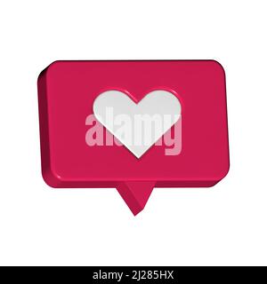 Icona di notifica dei social media. Icona simile su sfondo rosso. design 3d. Foto Stock