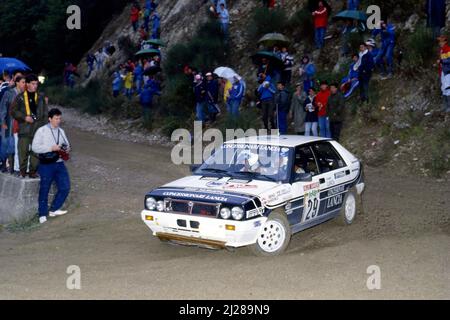 Gianfranco Cunico (ITA) Stefano Steve Evangelisti (ITA) Lancia Delta HF 4WD GRN concessionari Lancia Jolly Tamauto Foto Stock