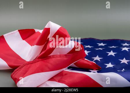 Bandiera degli Stati Uniti su sfondo verde. Foto Stock