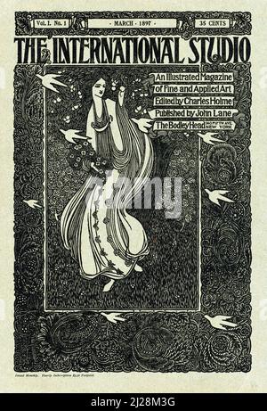 Will Bradley artwork - The International studio, March 1897 (1897) American Art Nouveau, poster in bianco e nero - poster in stile antico e vintage Foto Stock